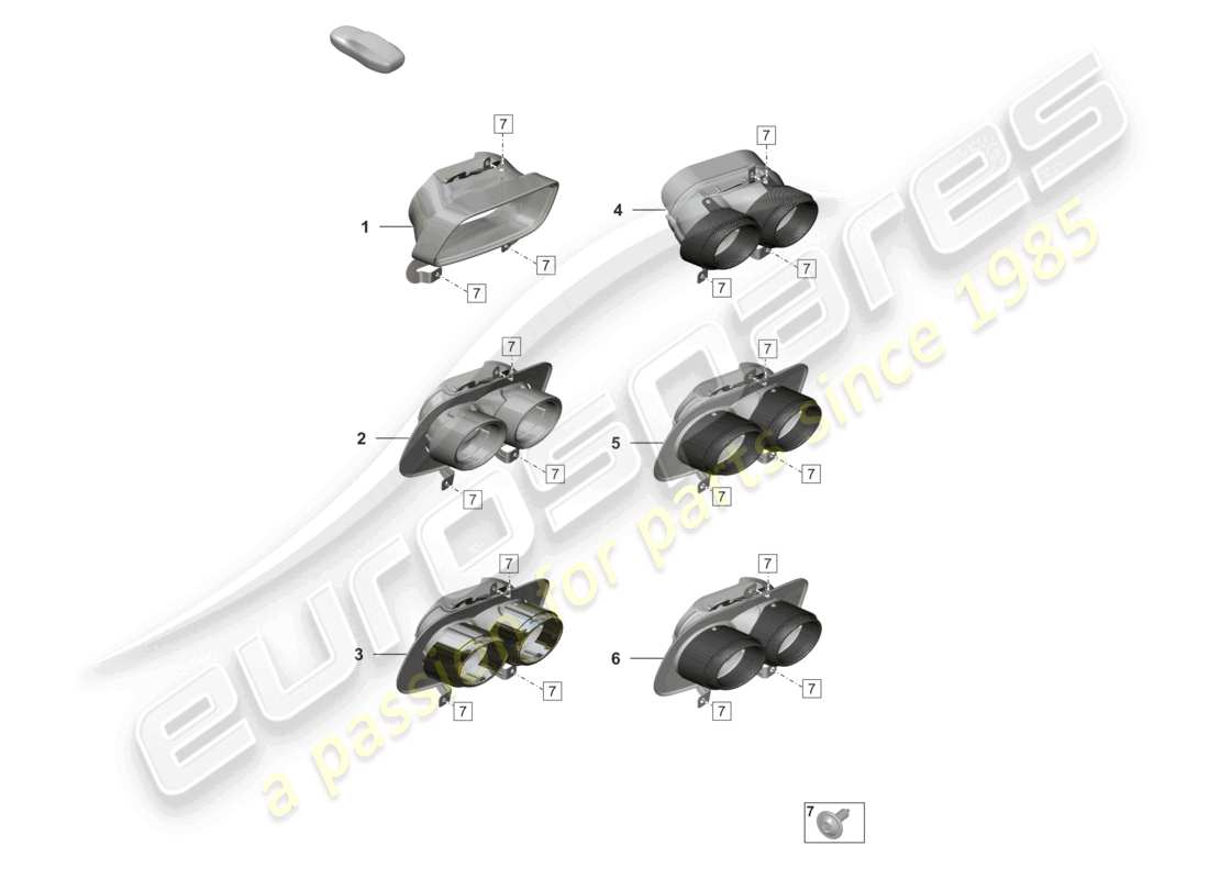porsche 2023 (992-1) diagrama de piezas del tubo de escape