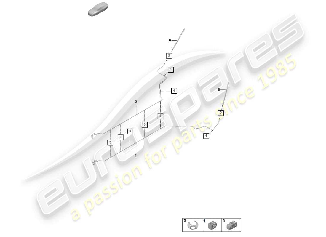 porsche 2024 (992-2) diagrama de piezas de la parte trasera de la parte inferior de la carrocería del centro de la línea de freno