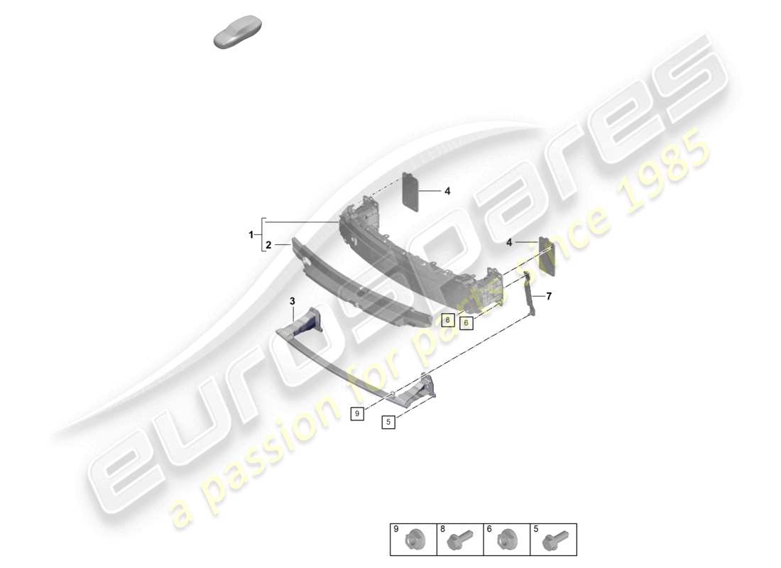 porsche 2021 (992-1 turbo / s) diagrama de piezas del portaparachoques delantero