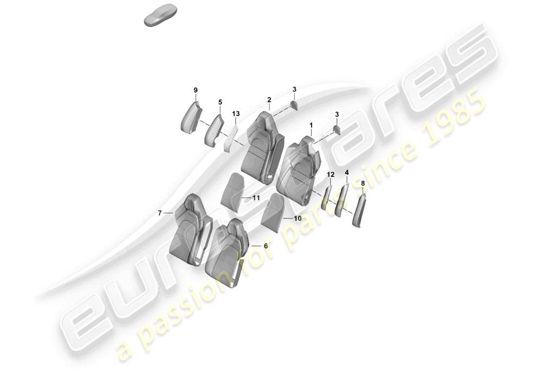 porsche 2026 (panamera 976) parte trasera de espuma respaldo del asiento trasero funda del respaldo diagrama de la parte ejecutiva