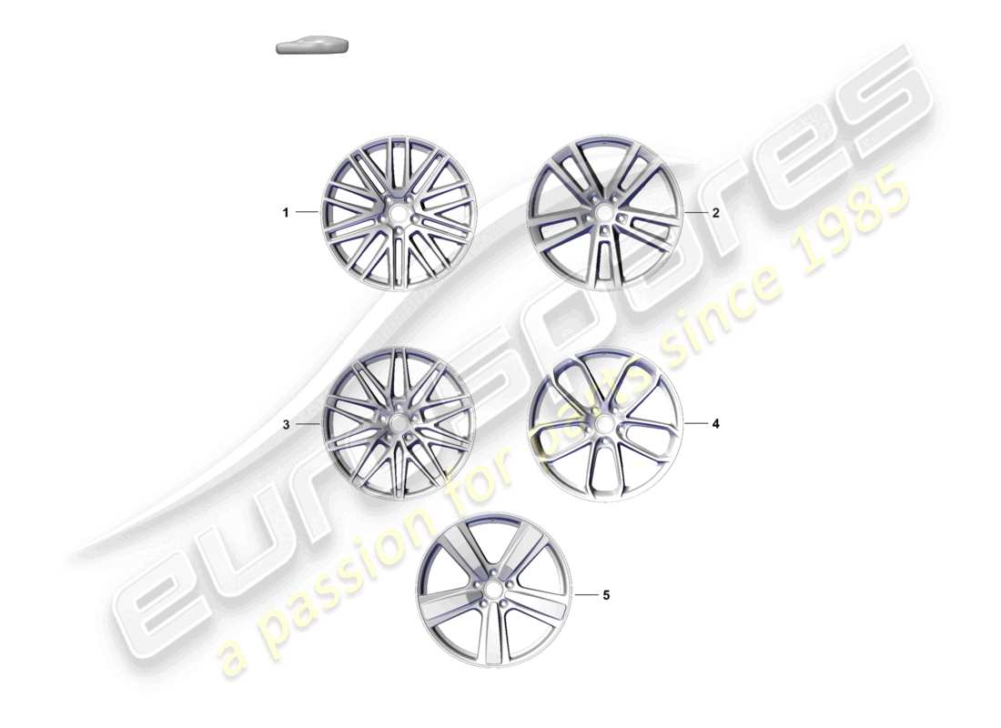 porsche 2025 (cayenne e3 pa) diagrama de piezas de la rueda de aleación