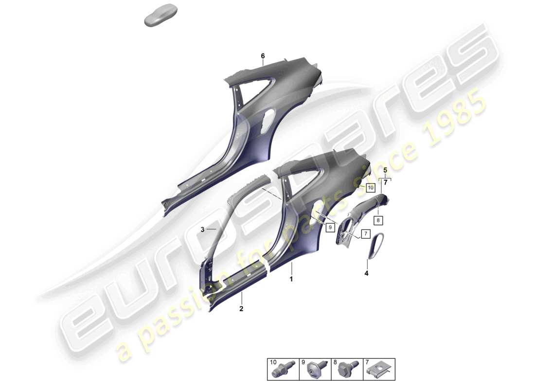 porsche 2022 (992-1 gt3/rs/st) parte lateral exterior gt3rs diagrama de piezas