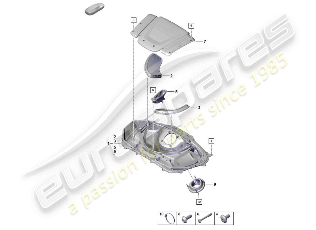 porsche 2021 (718 cayman gt4) diagrama de piezas del filtro de aire pdm.9gt.129
