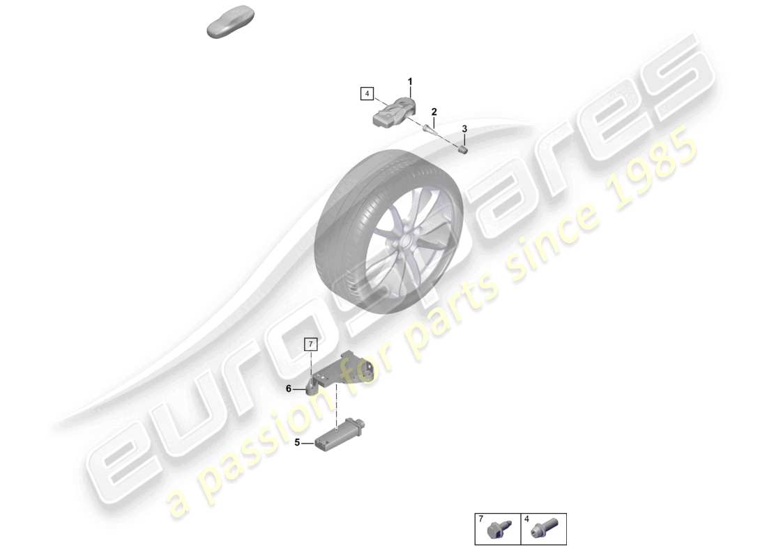 porsche 2021 (718 cayman gt4) sistema de control de presión de neumáticos diagrama de piezas