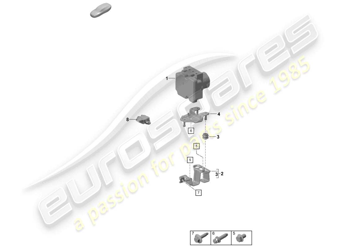 porsche 2021 (718 cayman gt4) diagrama de piezas del sistema de frenos antibloqueo de la unidad hidráulica -abs-