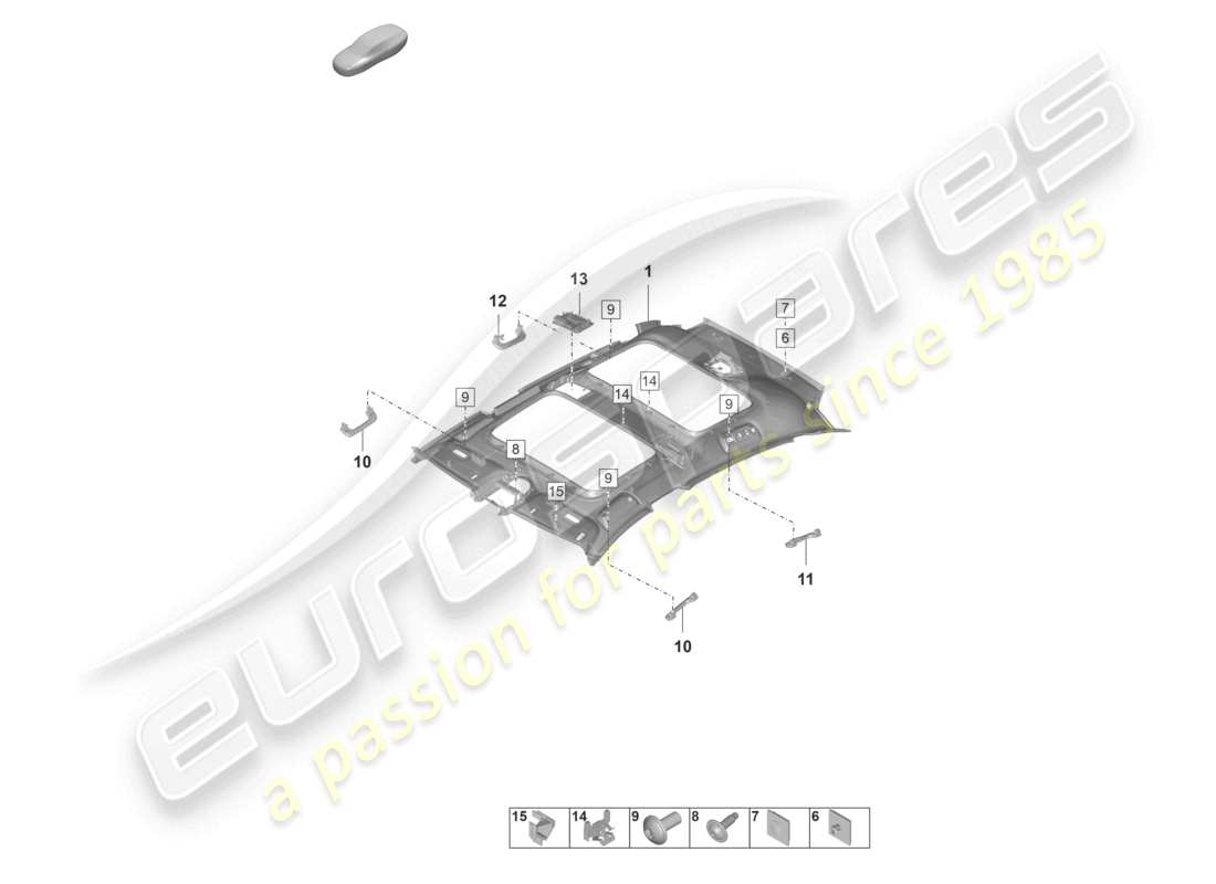 porsche 2022 (panamera 971-2) diagrama de piezas de accesorios de moldura de techo