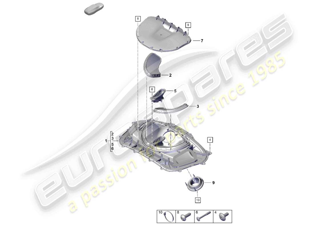 porsche 2021 (718 boxster spyder) diagrama de piezas del filtro de aire