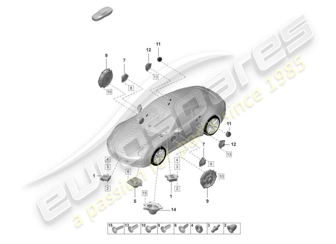 porsche 2022 (992-1) diagrama de piezas del altavoz