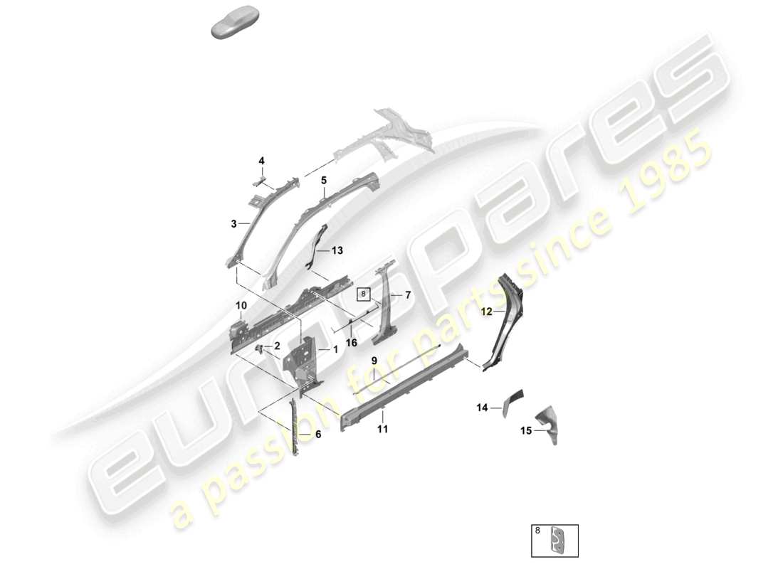 porsche 2026 (cayenne e3 pa) parte lateral delantera, interior diagrama de piezas