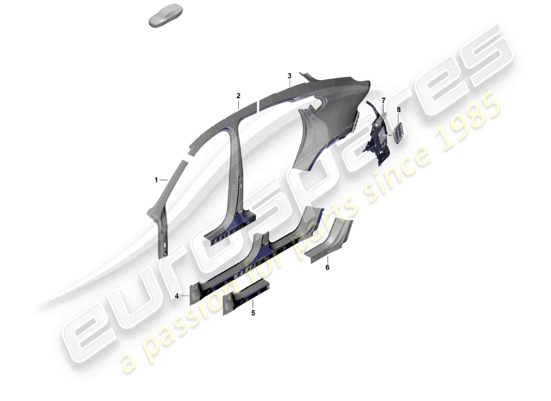 porsche 2025 (cayenne e3 pa) pieza lateral exterior pieza seccional - panel lateral diagrama de piezas coupé