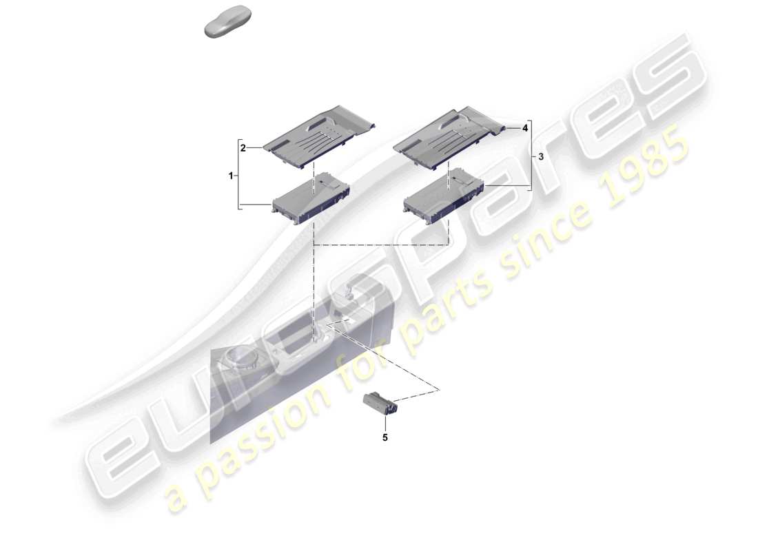 porsche 2024 (992-2) diagrama de piezas de la interfaz multimedia del cargador de inducción para teléfono móvil