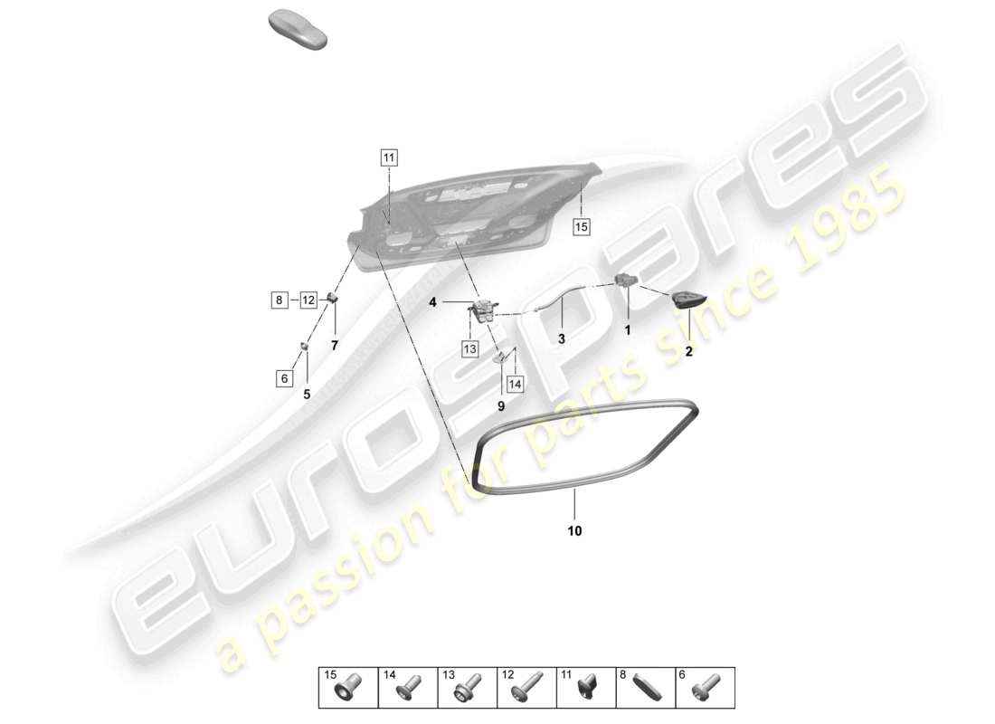 porsche 2026 (taycan 9j1-2) diagrama de piezas de accesorios de la tapa trasera
