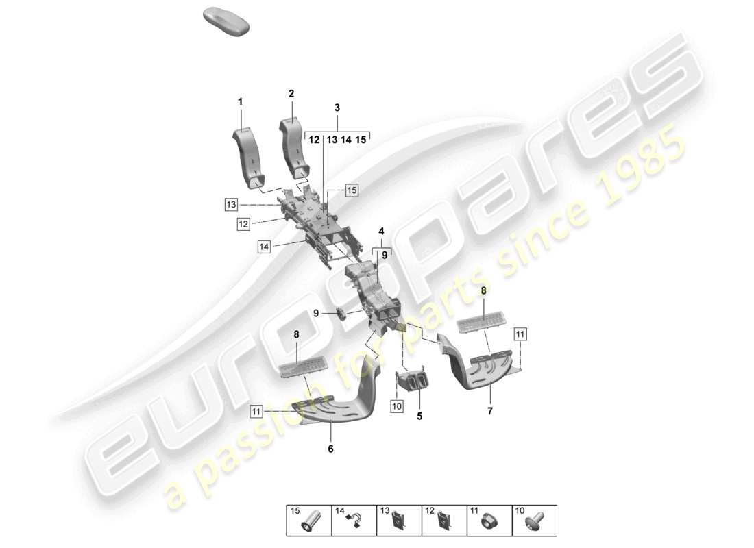 porsche 2026 (taycan 9j1-2) diagrama de piezas de la consola central de la guía de aire