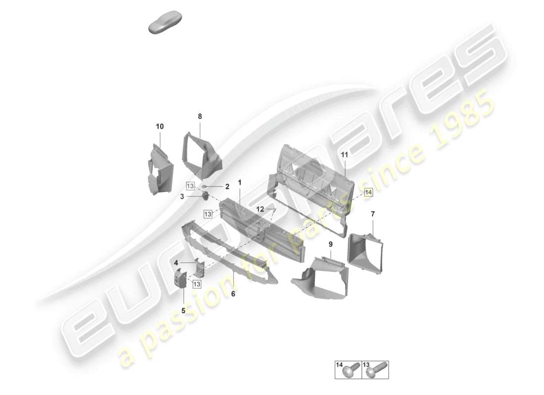 porsche 2022 (panamera 971-2) diagrama de piezas del turbo de la guía de aire y del paquete de discos