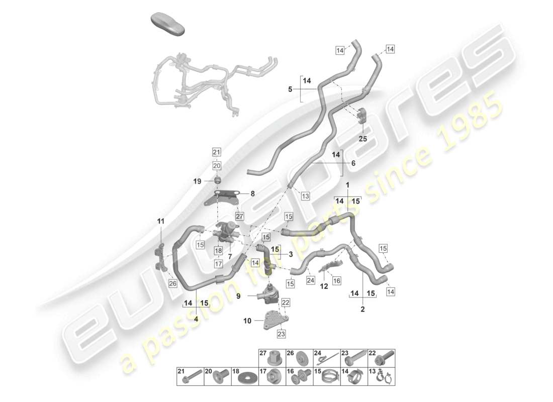 porsche 2022 (panamera 971-2) diagrama de piezas del calentador básico para vehículos con calentador auxiliar de gasolina