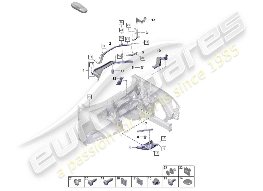 porsche 2025 (panamera 976) diagrama de piezas de la caja de agua del calentador