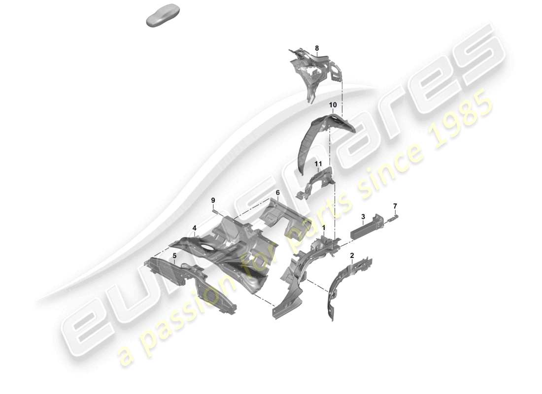porsche 2025 (panamera 976) diagrama de piezas del miembro lateral del extremo trasero