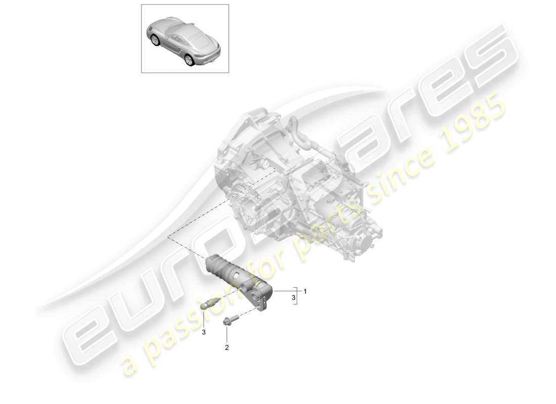 porsche 2022 (718 cayman) diagrama de piezas del cilindro esclavo del embrague