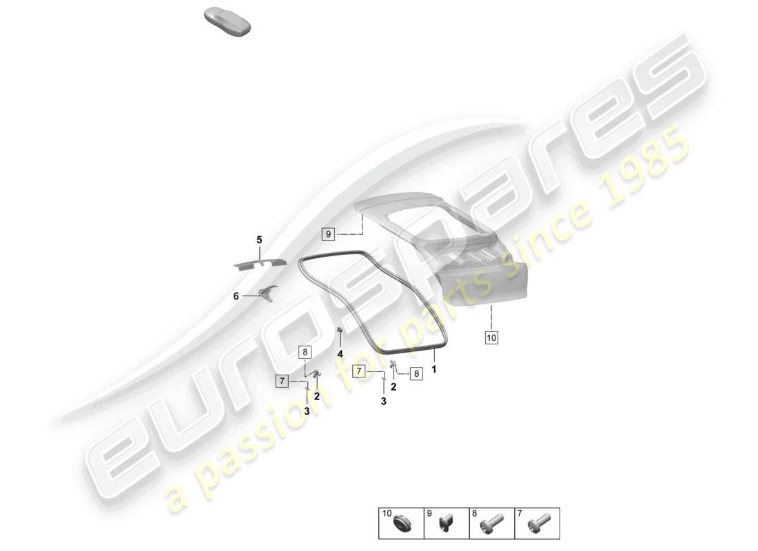 porsche 2025 (macan-e) accesorios sello tapa trasera diagrama de piezas