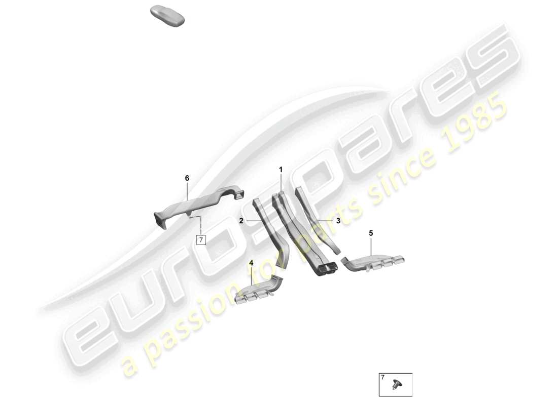 porsche 2025 (macan-e) diagrama de piezas de la consola central de la guía de aire