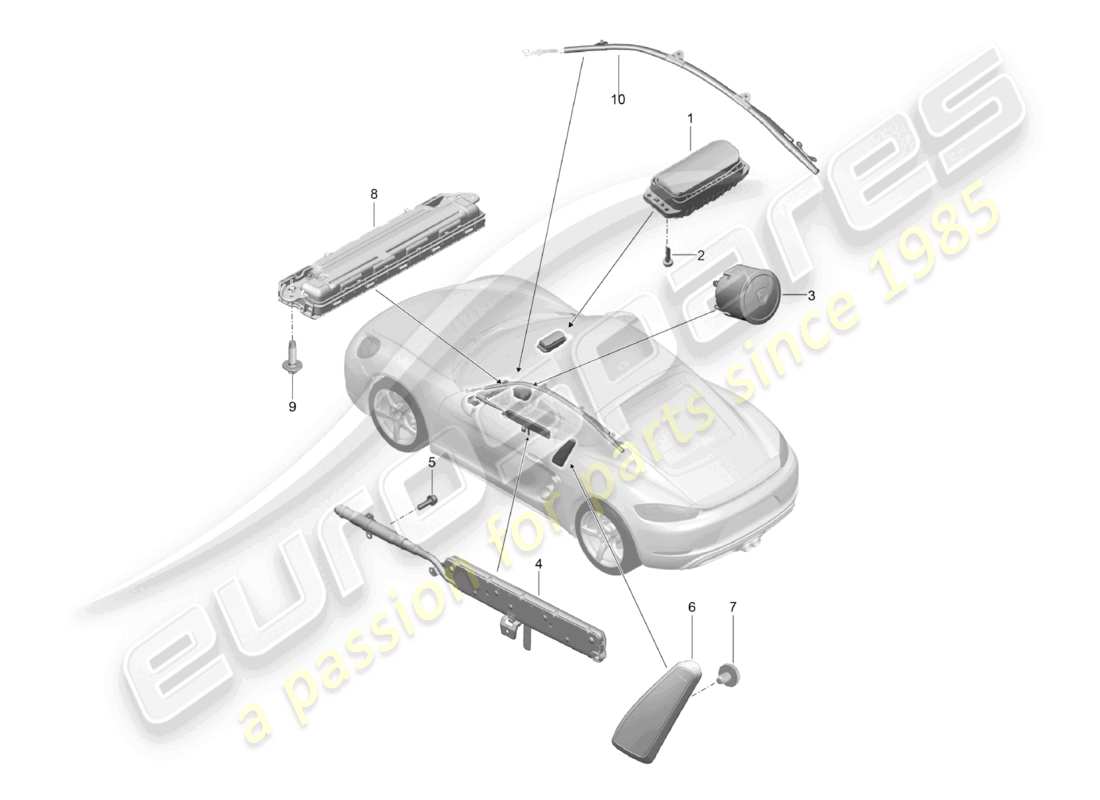 porsche 2024 (718 cayman) diagrama de piezas del airbag