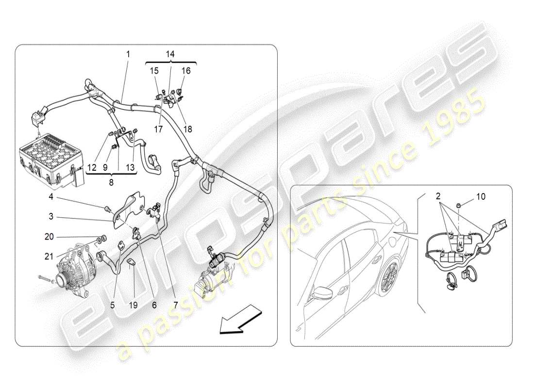 maserati ghibli (2019) cableado principal diagrama de piezas
