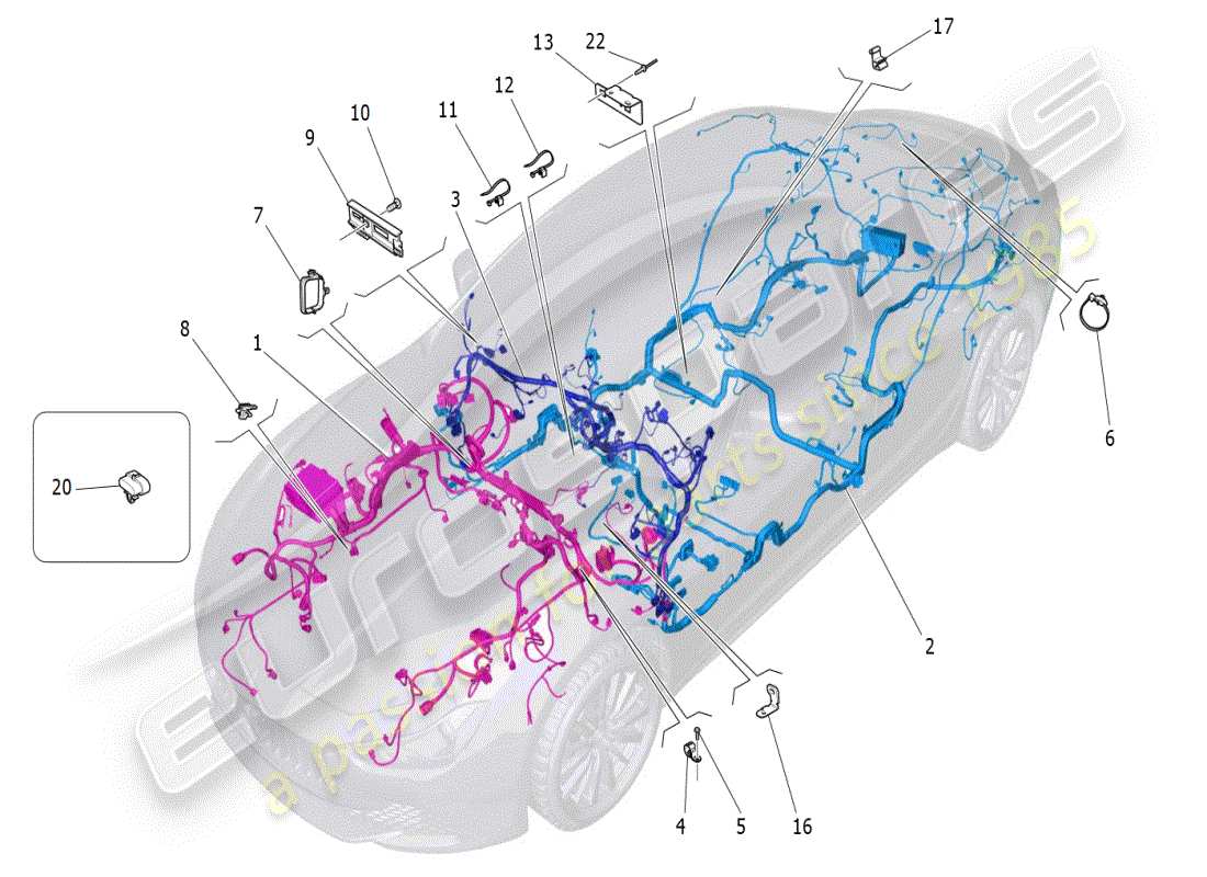 maserati ghibli (2019) cableado principal diagrama de piezas