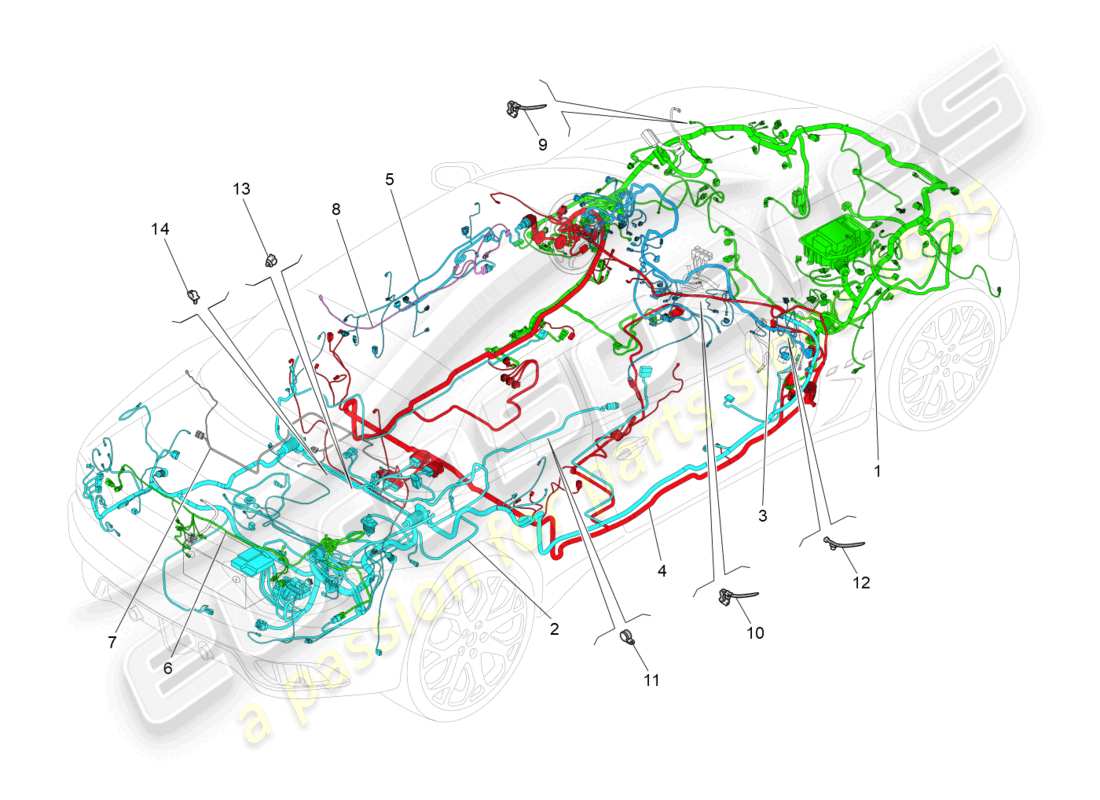 maserati grancabrio mc (2013) diagrama de piezas de cableado principal