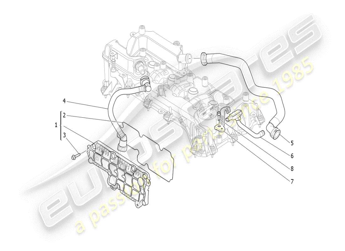 maserati ghibli (2021) diagrama de piezas del sistema de recirculación de vapores de aceite