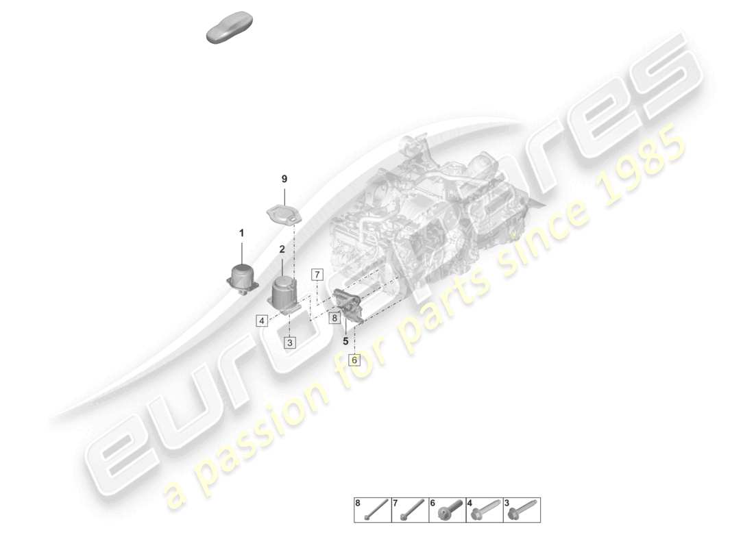 porsche 2021 (992-1) diagrama de piezas del dispositivo de elevación del motor