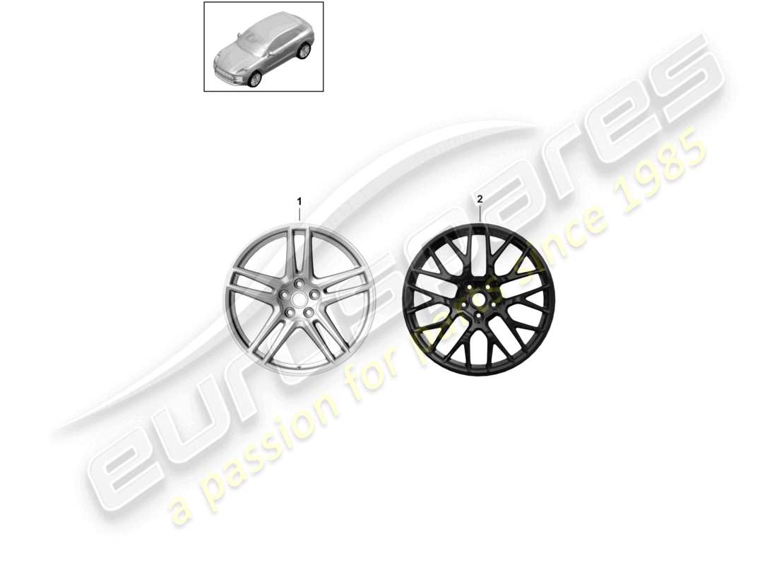 porsche 2021 (macan) llanta de aleación 20 diagrama de piezas