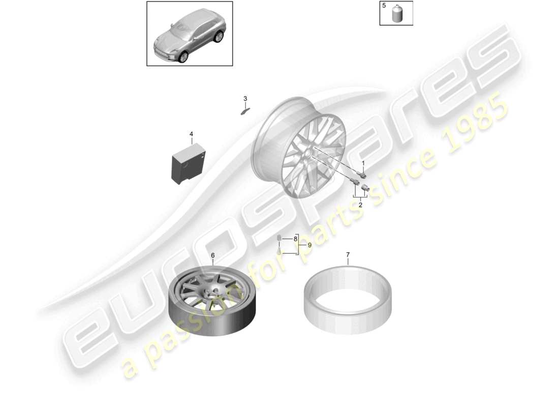 porsche 2021 (macan) diagrama de piezas de piezas individuales