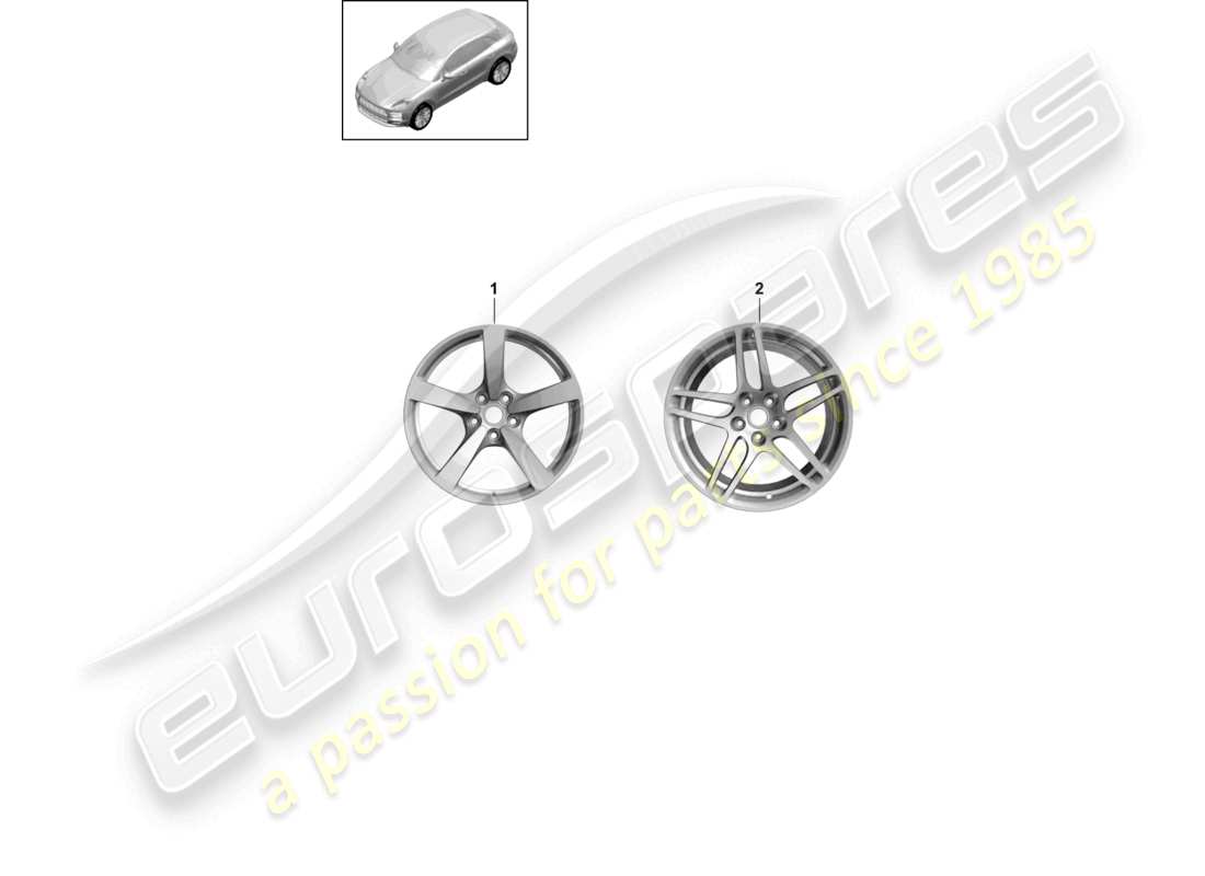 porsche 2021 (macan) llanta de aleación 18 diagrama de piezas