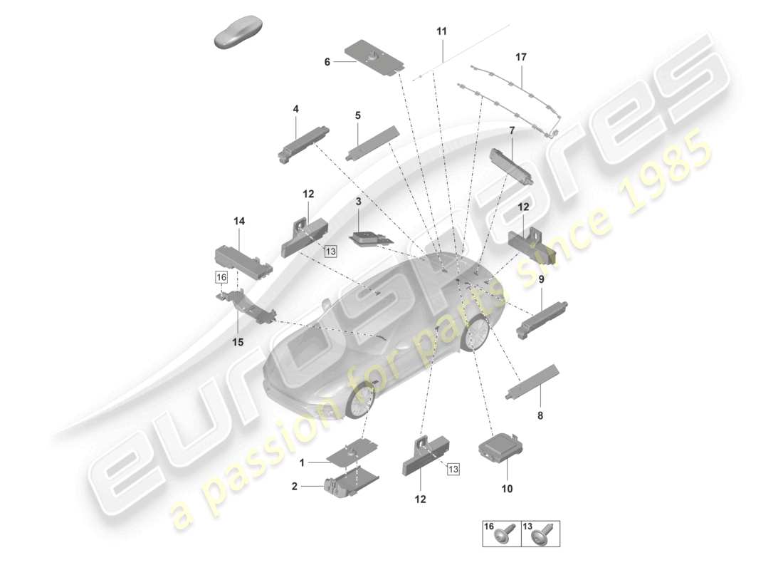 porsche 2023 (panamera 971-2) antena trasera amplificador de antena antena para acceso y autorización de arranque (kessy) diagrama de piezas