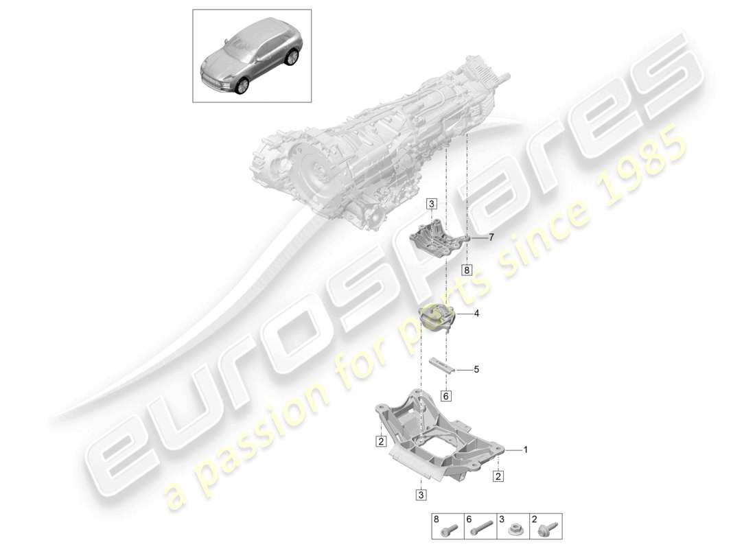 porsche 2021 (macan) transportador de transmisión diagrama de piezas
