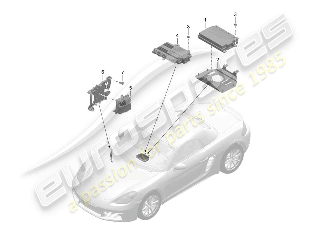 porsche 2024 (718 boxster) diagrama de piezas de amplificadores