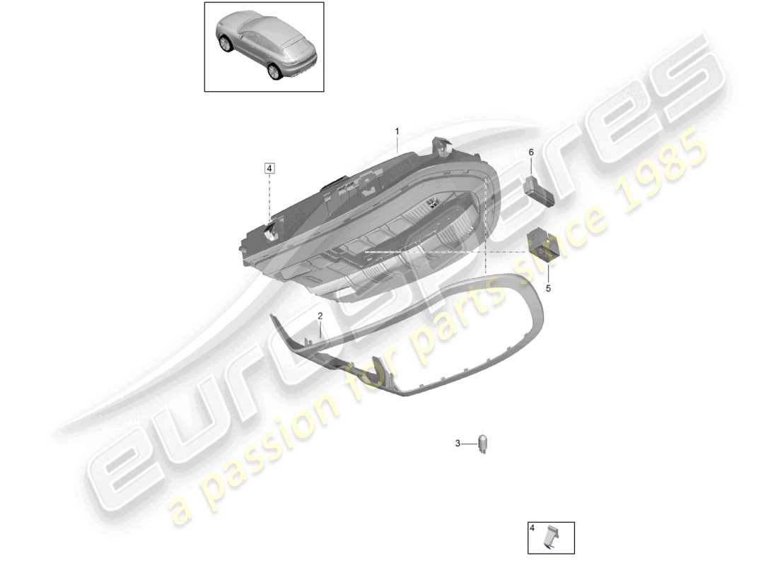 porsche 2021 (macan) techo de la consola ver manual de taller diagrama de piezas