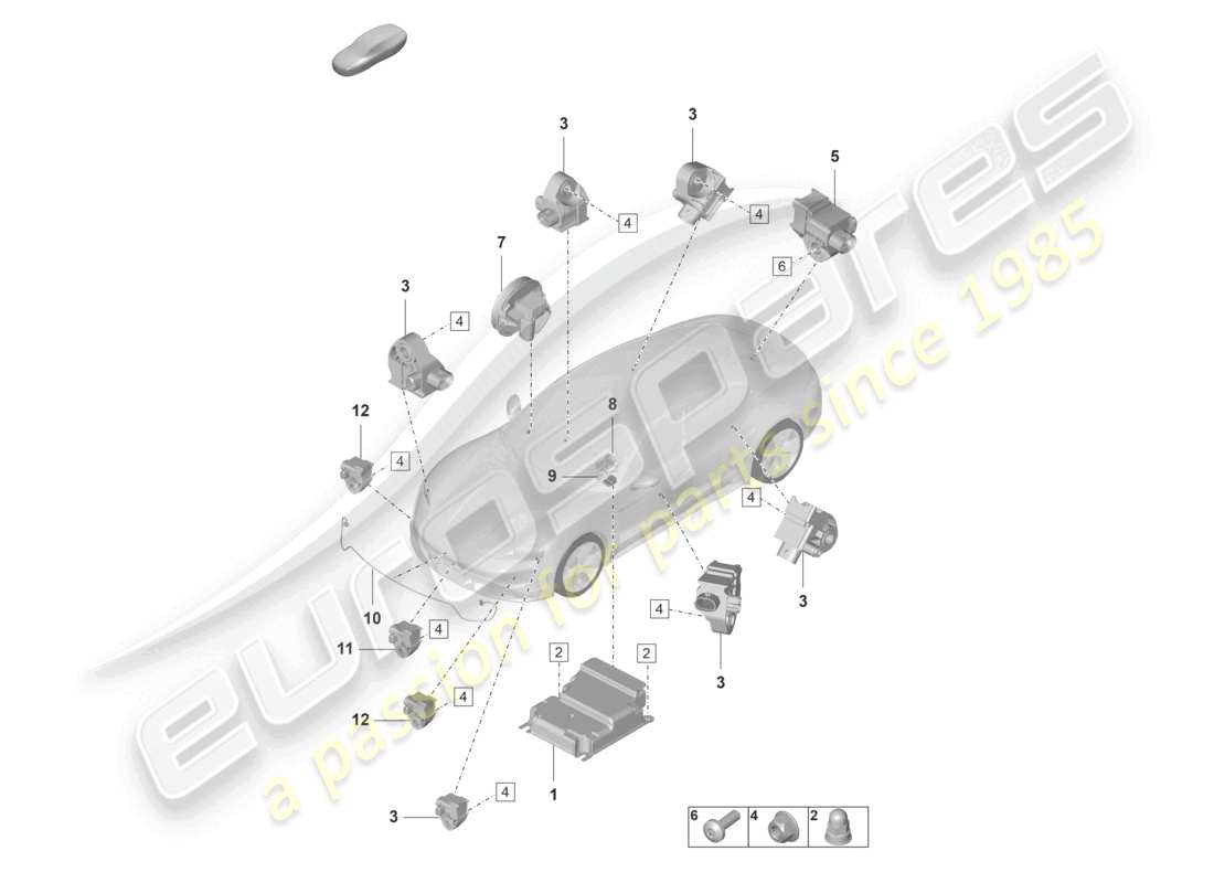 porsche 2021 (taycan 9j1-1) unidad de control para airbag sensor de impacto para airbag protección de peatones diagrama de piezas