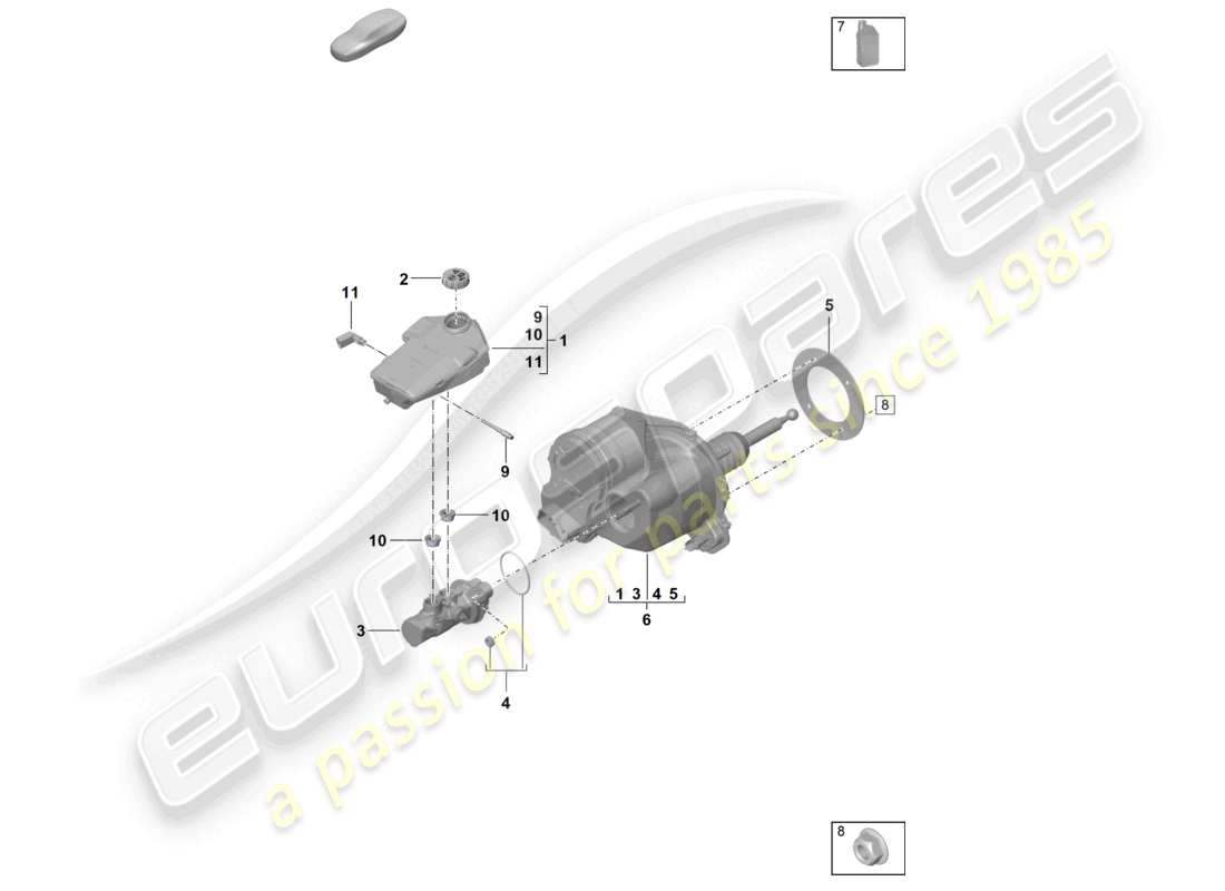 porsche 2020 (taycan 9j1-1) servo freno (electromecánico) diagrama de piezas