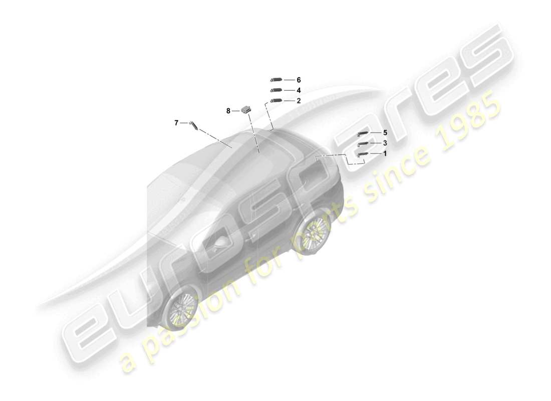 porsche 2023 (cayenne e3 9ya/9yb) amplificador de antena línea de conexión de antena línea de conexión de datos diagrama de piezas