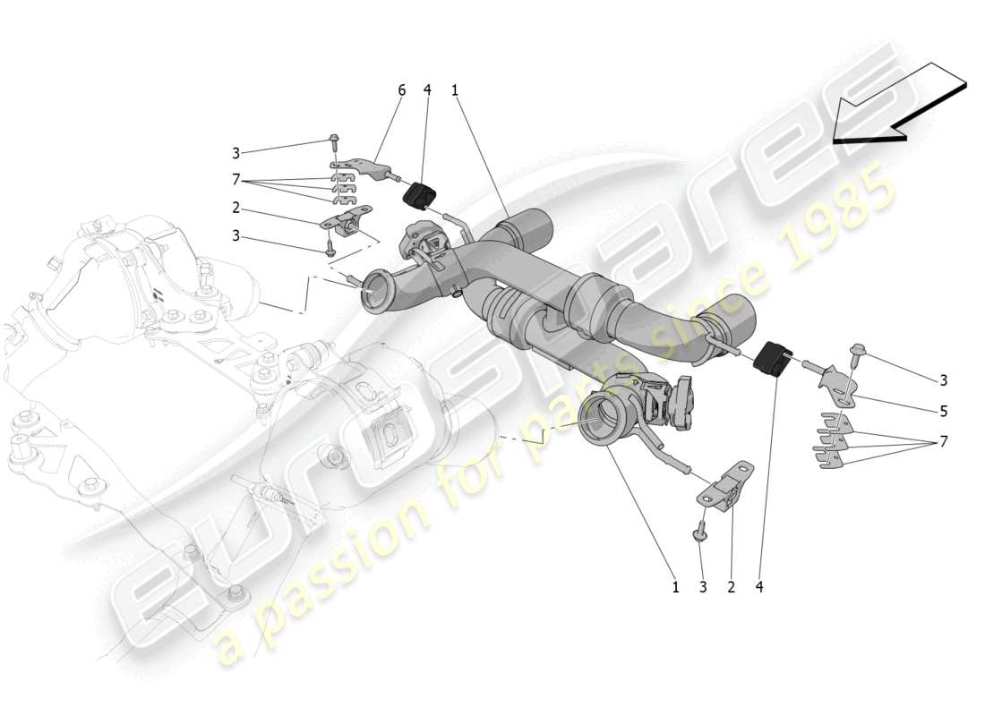 maserati mc20 (2022) diagrama de piezas de silenciadores