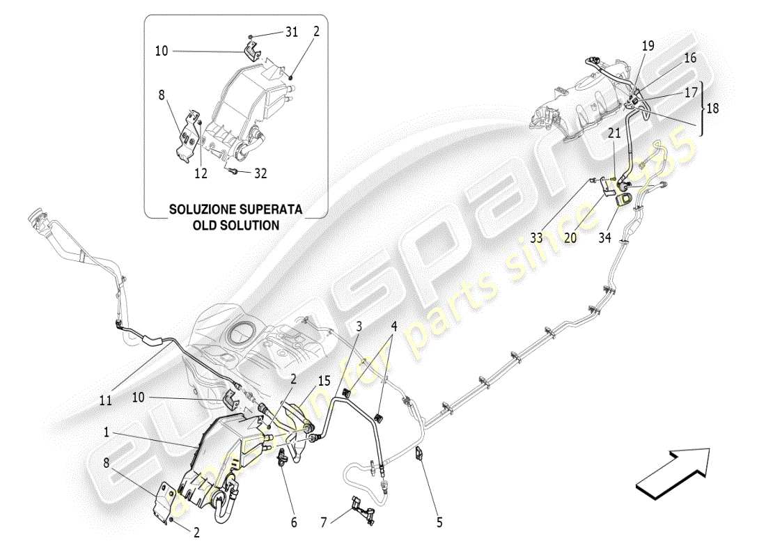 maserati ghibli (2020) fuel vapour recirculation system diagrama de piezas