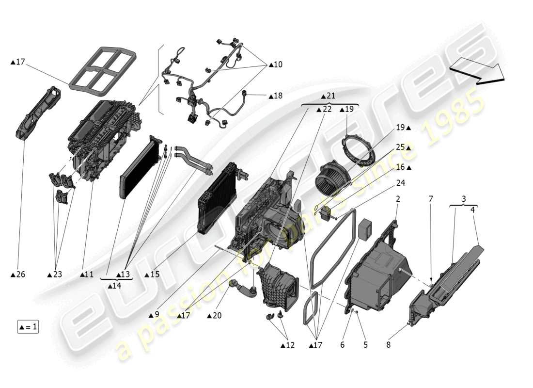 maserati mc20 (2022) unidad de a/c: dispositivos del tablero diagrama de piezas