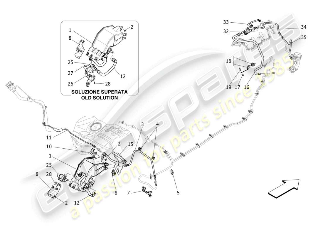 maserati levante (2017) fuel vapour recirculation system diagrama de piezas