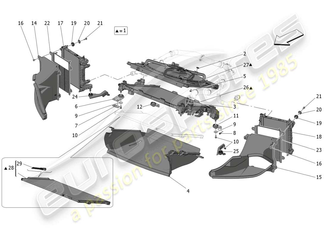 un diagrama de piezas del catálogo de piezas maserati mc20 cielo (2023)
