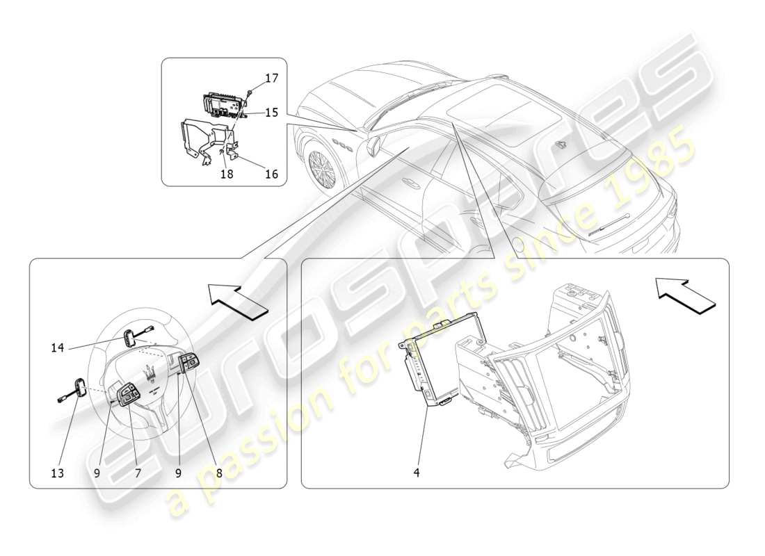 un diagrama de piezas del catálogo de piezas de Maserati Levante Tributo (2021)