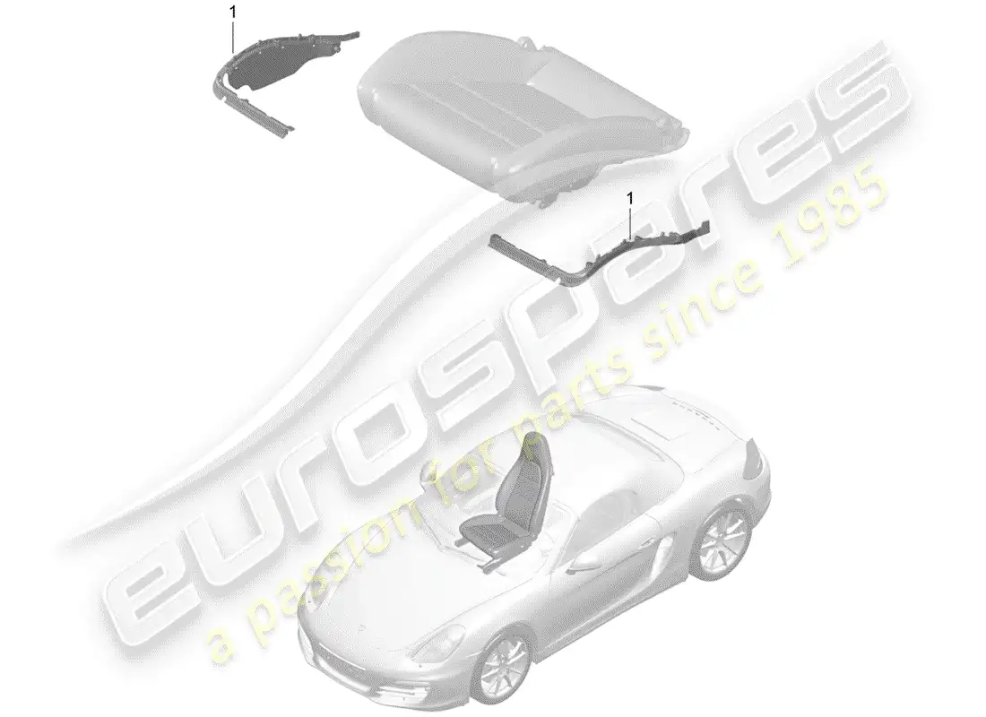 porsche 2012 (981 boxster) acolchado para asiento diagrama de piezas