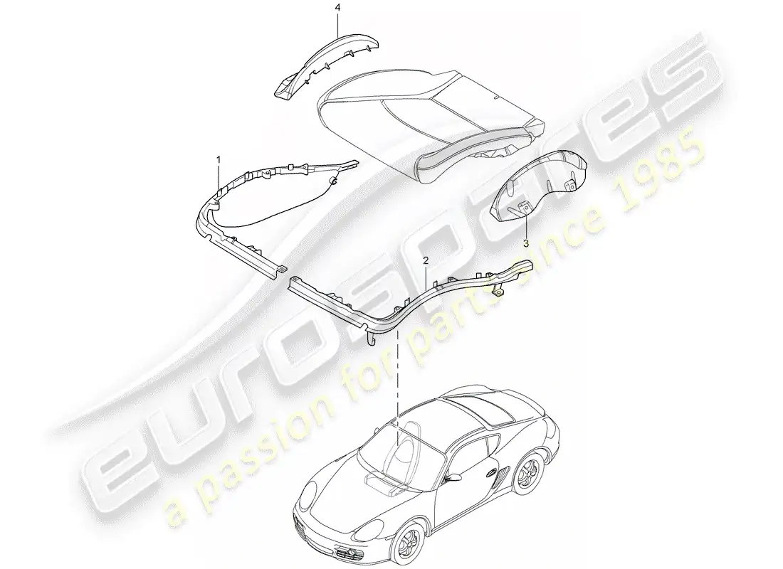 porsche 2006 (987 cayman) portador de cojín diagrama de piezas