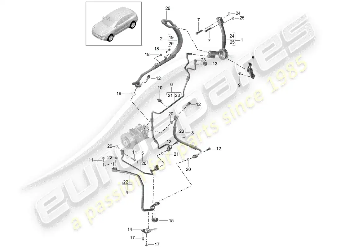 porsche 2016 (macan) circuito refrigerante diagrama de piezas