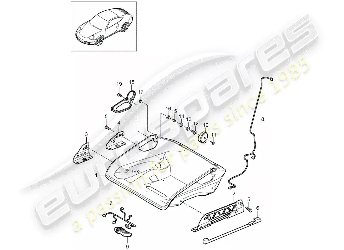 porsche 2010 (997-2) asiento diagrama de piezas